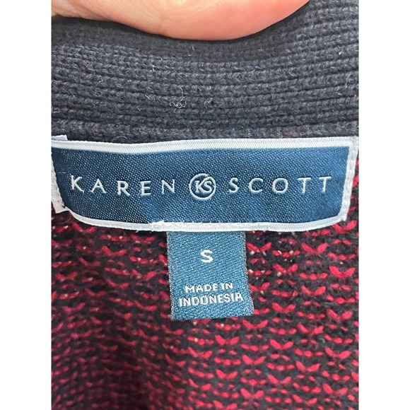 Karen Scott Women's Pullover Sweater Red Black V-Neckline S - Picture 6 of 8